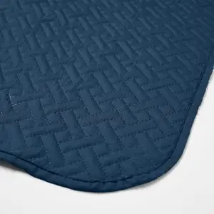 Brentfords Geo Pinsonic Blanket Throw Quilted Bedspread, Navy - 200 x 240cm