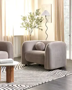 Beliani Retro Armchair LEIREN Velvet Taupe