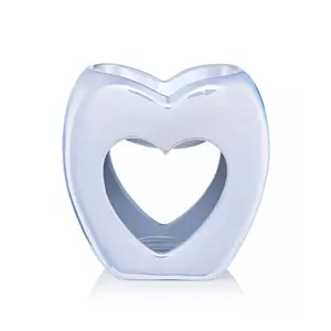 Heart Wax Melt Burner. Made from Ceramic. Gift Boxed. - Pearlised White. Height 11 cm