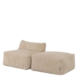 icon Tetra Ribbed Faux Fur Modular Sofa Bean Bag - Natural (2pc, Combination 2)