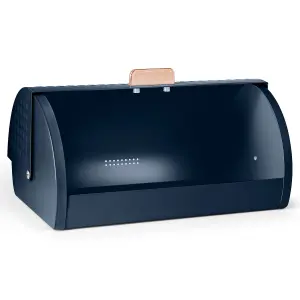 EHC Bread Bins for Kitchen, Bread Box with lid, Bread Container, Navy Blue, VENTILATED Back to keep Contents  Fresher for longer