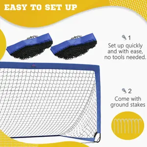 HOMCOM Football Goal Folding Outdoor with All Weather Net 6'x3' Blue