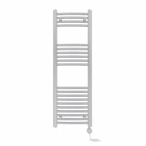 Right Radiators Prefilled Thermostatic Electric Heated Towel Rail Curved Ladder Warmer Rads - Chrome 1200x400 mm