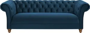 Indigo Velvet Sofas - 3 Seater Sofa - Montgomery Range - Oak Furnitureland