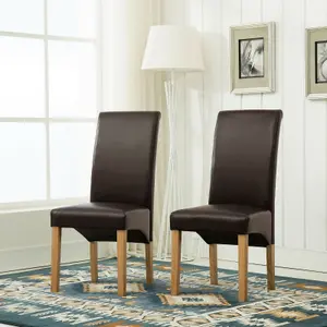 MCC Direct Deluxe High Back Leather Dining Chairs Brown