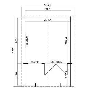 Lasita Osland Lola 2 Log Cabin with Terrace - 3m x 3m - Traditional Log Cabin