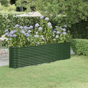 Berkfield Garden Planter Powder-coated Steel 260x40x68 cm Green