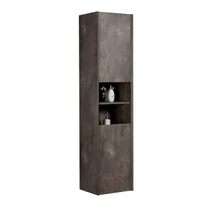 Rigel Wall Hung Tall Bathroom Storage Unit Metallic (H)170cm (W)40cm