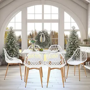 Filsaime Dining Chair (Set of 6) White / White / Natural