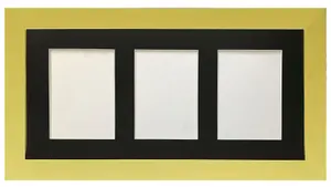 Metro Gold Frame with Black Mount for 3 Image Sizes 7 x 5 Inch