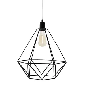 Luminosa Karo Wire Frame Pendant Ceiling Light Black 35cm