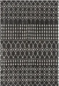 Moroccan Dark Grey Shaggy  Living Room Rug 1040