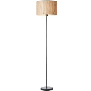 1615mm Floor Lamp - Natural Seagrass & Matt Black Trendy Woven Texture - Standing LED Light Base & Shade