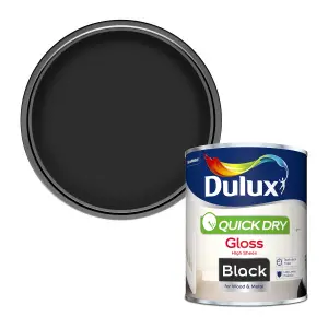 Dulux Quick dry Black Gloss Metal & wood paint, 750ml