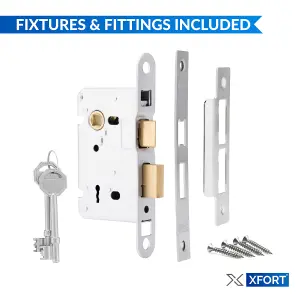 XFORT 3 Lever Polished Chrome Mortice Sashlock 65mm