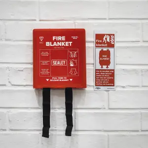 Sealey 1.1Mx1.1M Fire Blanket Emergency General Purpose Wall Mounting Case SFB11