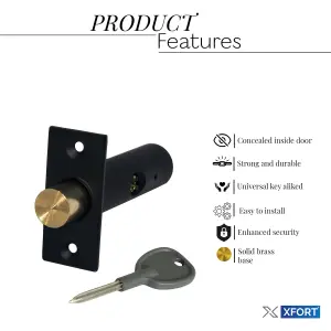 XFORT 2 Pack Mortice Door Bolts, Door Security Rack Bolt, Matt Black