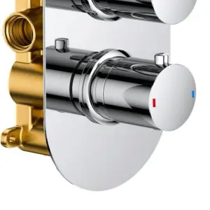 Nes Home Modern Chrome Round 2-Way Concealed Thermostatic Shower Mixer Valve