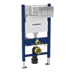 Geberit Duofix Delta 98cm Frame with Delta Cistern for Wall-Hung Toilets inc Delta30 Chrome Flush Plate