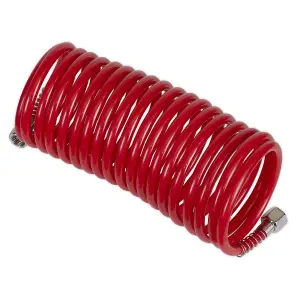 Sealey 5m x 5mm PE Coiled Air Hose With 1/4" BSP Unions Polyethylene SA335