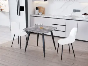 Core Products Aspen Grey Oak Effect 80cm Square Dining Table with 2 White Plastic Curve Design Chairs