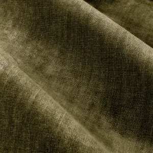 Yard Heavy Chenille Velvet Eyelet Curtains, Olive