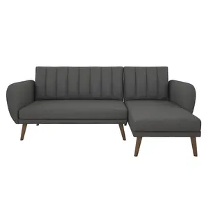 Brittany Sectional Sofa Bed in Dark Grey Linen