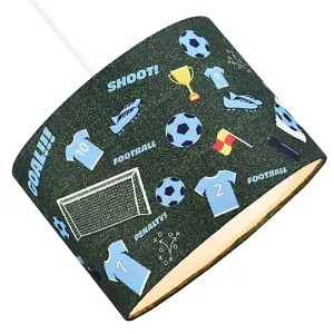 Sky Blue Themed Football Cotton Fabric Lamp Shade with Grass Background