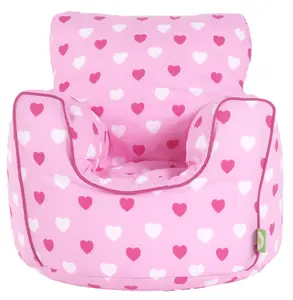 Cotton Pink Hearts Bean Bag Arm Chair Toddler Size