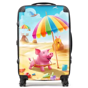 Pig On A Beach Holiday Suitcase - Medium