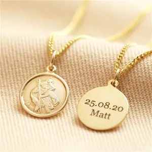 Personalised Gold Sterling St Christopher Necklace