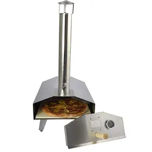 NJ Outdoor Pizza Oven Wood Fired Stainless Steel Portable Camping Stone Thermometer