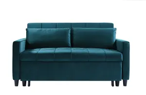 Sofa Bed Double, Convertible 3 in 1 Pull Out Velvet Sofa Bed, 2 Seater Guest Bed Settee, Max Load 300LBS - Green