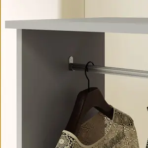 HOMCOM Rolling Open Wardrobe Hanging Rail Storage Shelves for Clothes, Grey