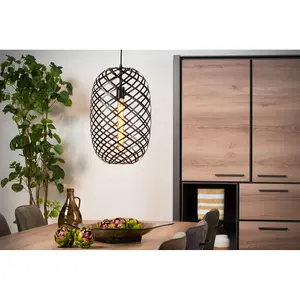 Lucide Wolfram Modern Pendant Light 32cm - 1xE27 - Black