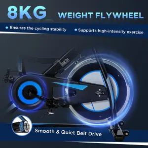 HOMCOM 8kg Flywheel Stationary Exercise Bike Indoor Cycling Cardio Workout Bike