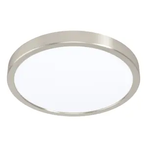 EGLO FUEVA 5 Satin Nickel Round Integrated LED Flush Light, (D) 28.5