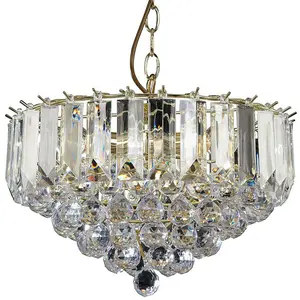 3 Light Chandelier Pendant BRASS & CLEAR Shade Hanging Ceiling Feature Lamp Bulb