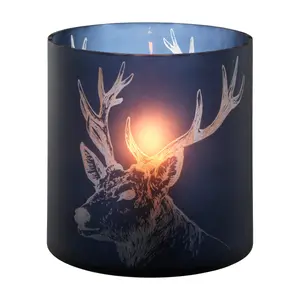 Interiors by Premier Large Blue Stag Candle Holder, Blue Glass Construction Candle Holder, Stag Motif with Attractive Details