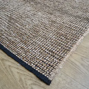 Zenith Taupe Brown Flatweave Cotton Blend Rug For Living Room - Large 67x300cm