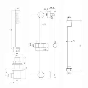 ENKI Venice Matte Black Round Concealed Brass Thermostatic Shower Slider Rail Kit SH0237