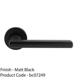 PAIR Straight Smooth Round Bar Handle On Round Rose Concealed Fix Matt Black