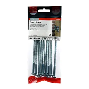 TIMCO Coach Screws Hex Head Silver  - 6.0 x 100