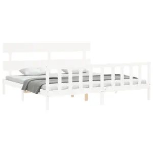 Berkfield Bed Frame with Headboard White 200x200 cm Solid Wood