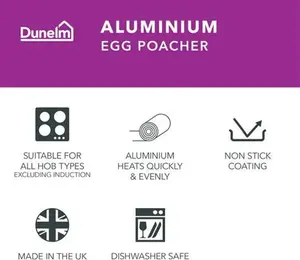 Dunelm Essentials Non-Stick Aluminium Egg Poacher, Black