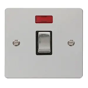 Flat Plate Polished Chrome 1 Gang 20A Ingot DP Switch With Neon - Black Trim - SE Home