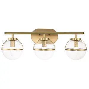 Luminosa Hinkley Hollis Bathroom Wall Lamp Heritage Brass, IP44