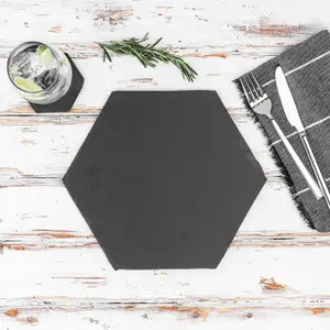 Argon Tableware - Hexagon Slate Placemats - 30 x 26cm - Pack of 6