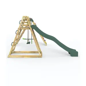 Rebo Wooden Pyramid Climbing Frame with Swings and 8.7ft Water Slide - Feather