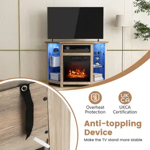 Costway Fireplace TV Stand for TVs up to 50 Inches Electric Fireplace Insert LED Lights